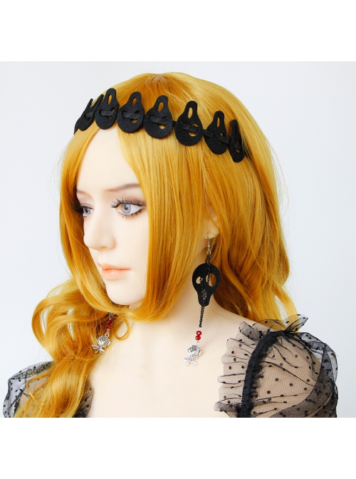 Cool Retro Fashion Gothic Halloween Masquerade Party Rose Black Skull Female Long Earrings