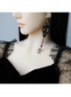 Cool Retro Fashion Gothic Halloween Masquerade Party Rose Black Skull Female Long Earrings