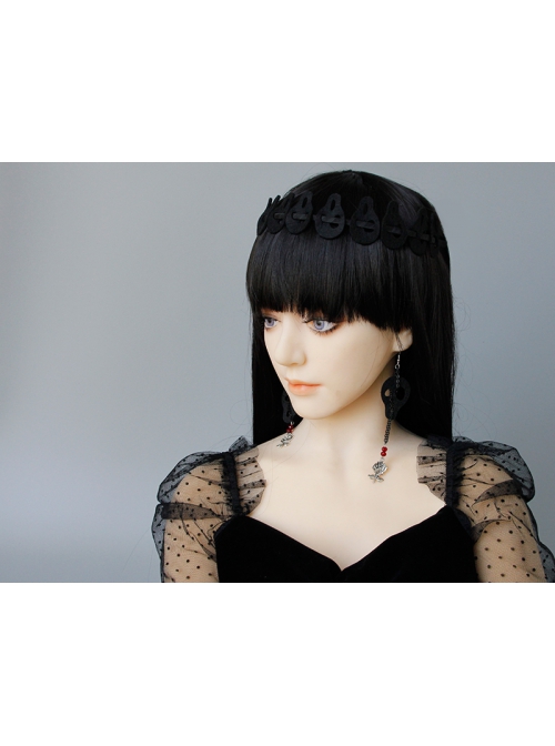 Cool Retro Fashion Gothic Halloween Masquerade Party Rose Black Skull Female Long Earrings