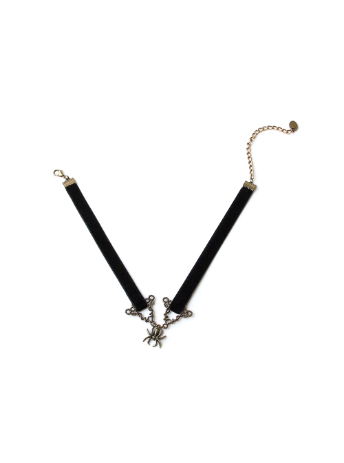 Retro Gothic Fashion Black Female Spider Velvet Halloween Choker