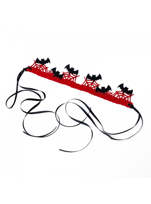 Retro Fashion Red Spider Web Black Bat Diadem Queen Birthday Halloween Headband