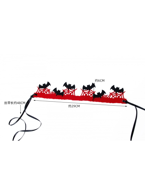 Retro Fashion Red Spider Web Black Bat Diadem Queen Birthday Halloween Headband