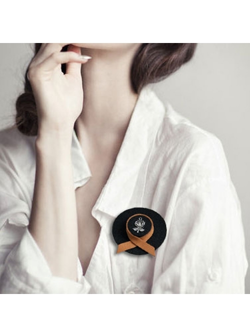 Casual Creative Suit Retro Fabric Female Rose Black Top Hat Brooch