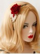 Fashion Retro Handmade Halloween Christmas Red Roses White Lace Bells Headband