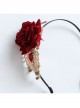 Fashion Retro Handmade Halloween Christmas Red Roses White Lace Bells Headband
