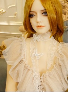 Fashion Retro Palace Lolita White Butterfly Lace Long Necklace