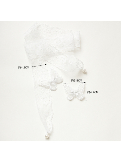 Fashion Retro Palace Lolita White Butterfly Lace Long Necklace