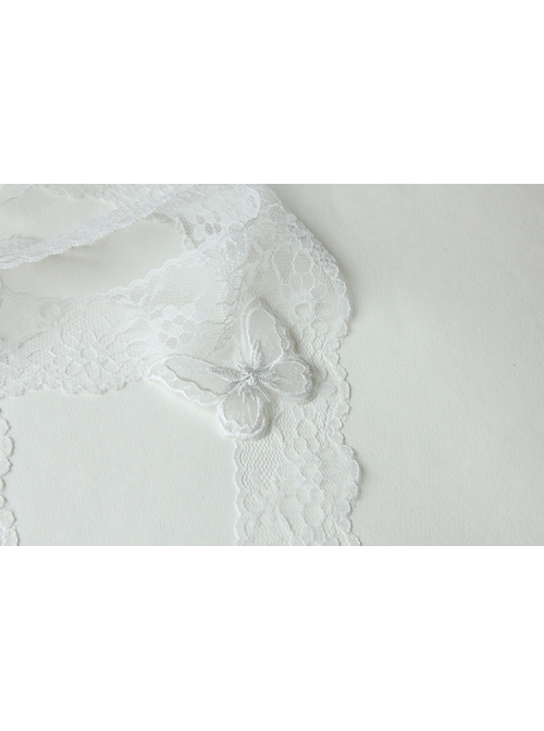 Fashion Retro Palace Lolita White Butterfly Lace Long Necklace