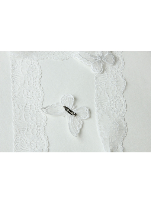 Fashion Retro Palace Lolita White Butterfly Lace Long Necklace