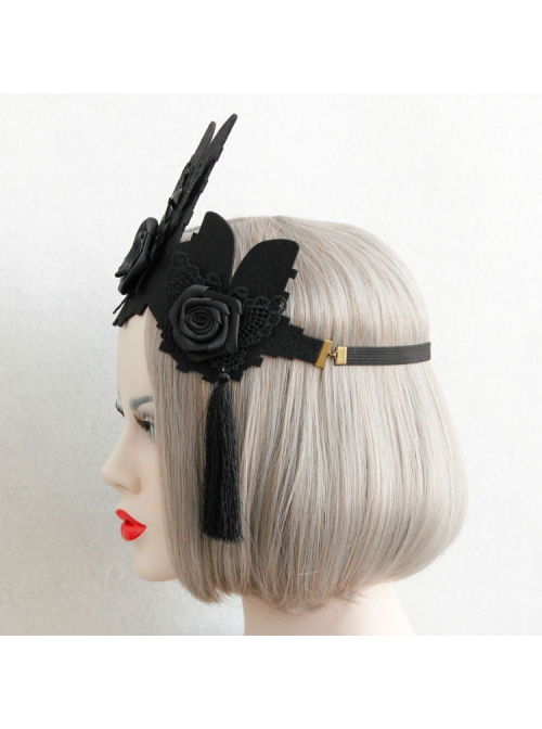 Gothic Fashion Black Lace Butterfly Flowers Baroque Retro Female King Crown Headband