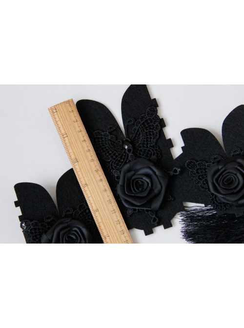 Gothic Fashion Black Lace Butterfly Flowers Baroque Retro Female King Crown Headband