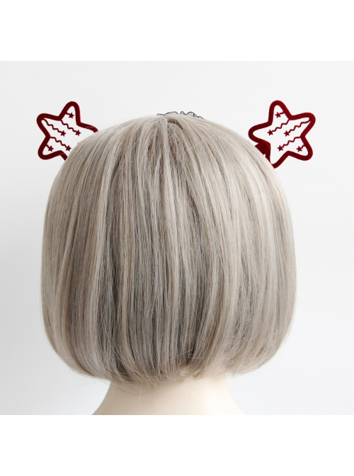 Fashion Burgundy Stars Black Lace Playground Christmas Halloween Party Show Personality Headband