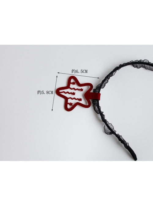 Fashion Burgundy Stars Black Lace Playground Christmas Halloween Party Show Personality Headband