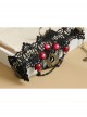Gothic Retro Fashion Black Lace Ruby Vampire Love Bracelet With Ring One Chain