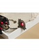 Gothic Retro Fashion Black Lace Ruby Vampire Love Bracelet With Ring One Chain