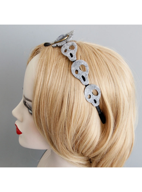 Fashion Personality Halloween Gray Felt Cloth Ghost Party Handmade Girly Hair Band
