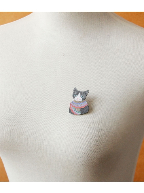 Retro Fashion Literary Personality Black Cat Color Sweater Brooch