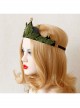 Fashion Christmas Irish Festival Queen Bride Crown Party Stars Green Leaves Flannel Hairband