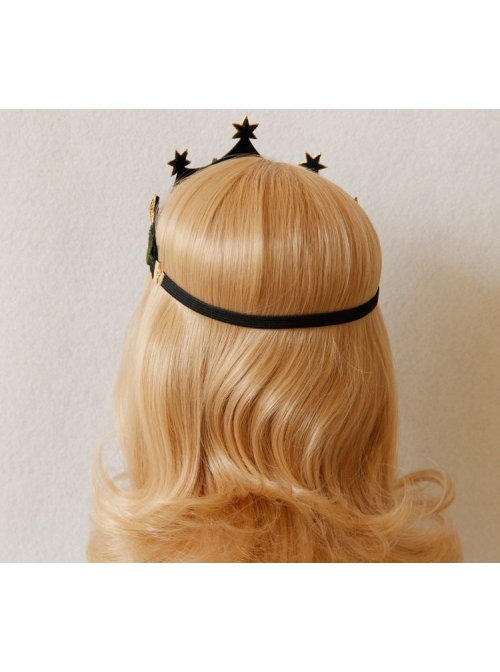 Fashion Christmas Irish Festival Queen Bride Crown Party Stars Green Leaves Flannel Hairband