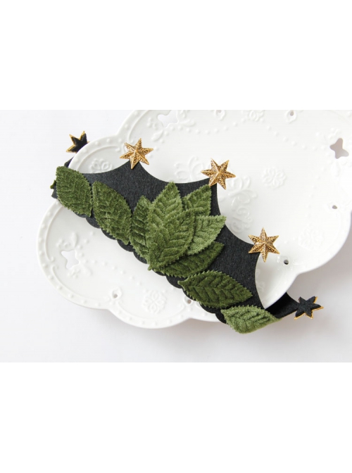Fashion Christmas Irish Festival Queen Bride Crown Party Stars Green Leaves Flannel Hairband