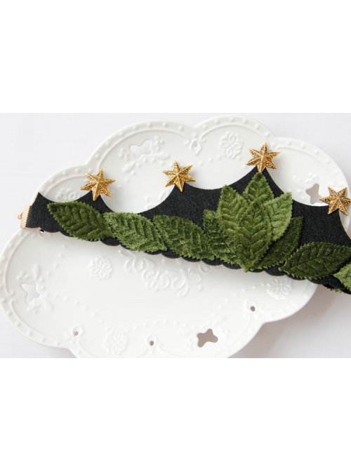 Fashion Christmas Irish Festival Queen Bride Crown Party Stars Green Leaves Flannel Hairband