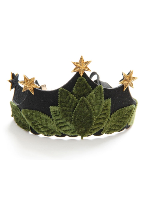 Fashion Christmas Irish Festival Queen Bride Crown Party Stars Green Leaves Flannel Hairband