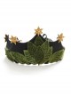 Fashion Christmas Irish Festival Queen Bride Crown Party Stars Green Leaves Flannel Hairband