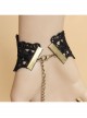 Retro Fashion Gothic Handmade Black Lace Pearl Beauty Portrait Female Bracelet With Ring One Chain