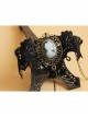 Retro Fashion Gothic Handmade Black Lace Pearl Beauty Portrait Female Bracelet With Ring One Chain