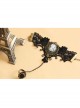 Retro Fashion Gothic Handmade Black Lace Pearl Beauty Portrait Female Bracelet With Ring One Chain