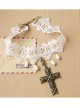 Baroque Fashion Personality Cross White Lace Pearl Religious Bride Gown Wedding Necklace