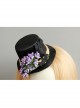 Fashion Retro Halloween Purple Flowers Black Bat Show Adult Male Female Party Prom Top Hat Hairpin