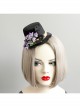 Fashion Retro Halloween Purple Flowers Black Bat Show Adult Male Female Party Prom Top Hat Hairpin