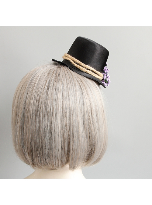 Fashion Retro Halloween Purple Flowers Black Bat Show Adult Male Female Party Prom Top Hat Hairpin