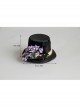 Fashion Retro Halloween Purple Flowers Black Bat Show Adult Male Female Party Prom Top Hat Hairpin