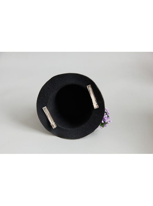 Fashion Retro Halloween Purple Flowers Black Bat Show Adult Male Female Party Prom Top Hat Hairpin