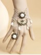Fashion Retro Prom Party Performance White Lace Pearl Mask Female Band Ring Bracelet