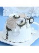 Fashion Retro Prom Party Performance White Lace Pearl Mask Female Band Ring Bracelet