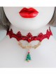 Fashion Personality Christmas Small Tree Letter Love Heart Red Lace Jewel Party Necklace
