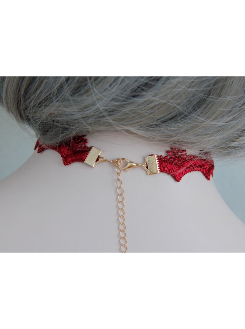 Fashion Personality Christmas Small Tree Letter Love Heart Red Lace Jewel Party Necklace