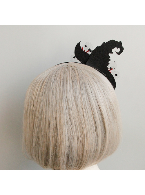 Retro Fashion Personality Adult Show Halloween Christmas Black Net Yarn Ruby Wizard Hat Headband
