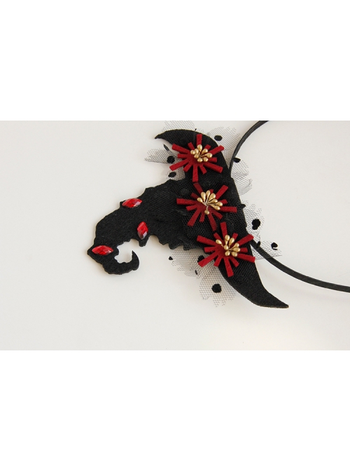 Retro Fashion Personality Adult Show Halloween Christmas Black Net Yarn Ruby Wizard Hat Headband