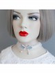 Fashion Cute Lolita White Ribbon Pearl Pink Bow Lace Girly Elastic Choker