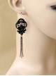 Gothic Fashion Retro Personality Black Lace Tassel Long Earrings