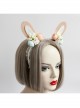 Fashion Cute Party Festival Colored Flowers White Net Yarn Bride Bridesmaid Rabbit Ears Headband