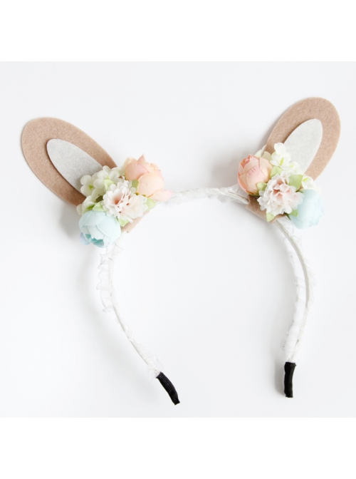 Fashion Cute Party Festival Colored Flowers White Net Yarn Bride Bridesmaid Rabbit Ears Headband