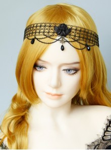 Black Angel Pearl Gothic Witch Halloween Prom Show Exaggerated Tassel Queen Hairband