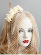 Palace Fashion Retro White Flower Veil Golden Feather Popular Headband