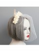 Palace Fashion Retro White Flower Veil Golden Feather Popular Headband