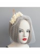 Palace Fashion Retro White Flower Veil Golden Feather Popular Headband